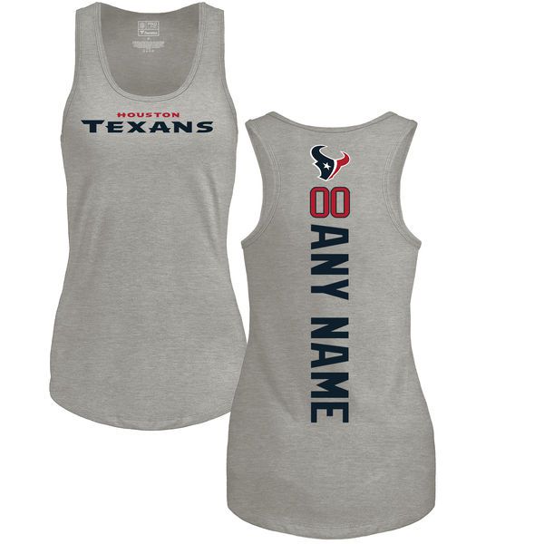 WoMen Houston Texans NFL Pro Line by Fanatics Branded Ash Personalized Backer Tri-Blend Tank Top T-Shirt